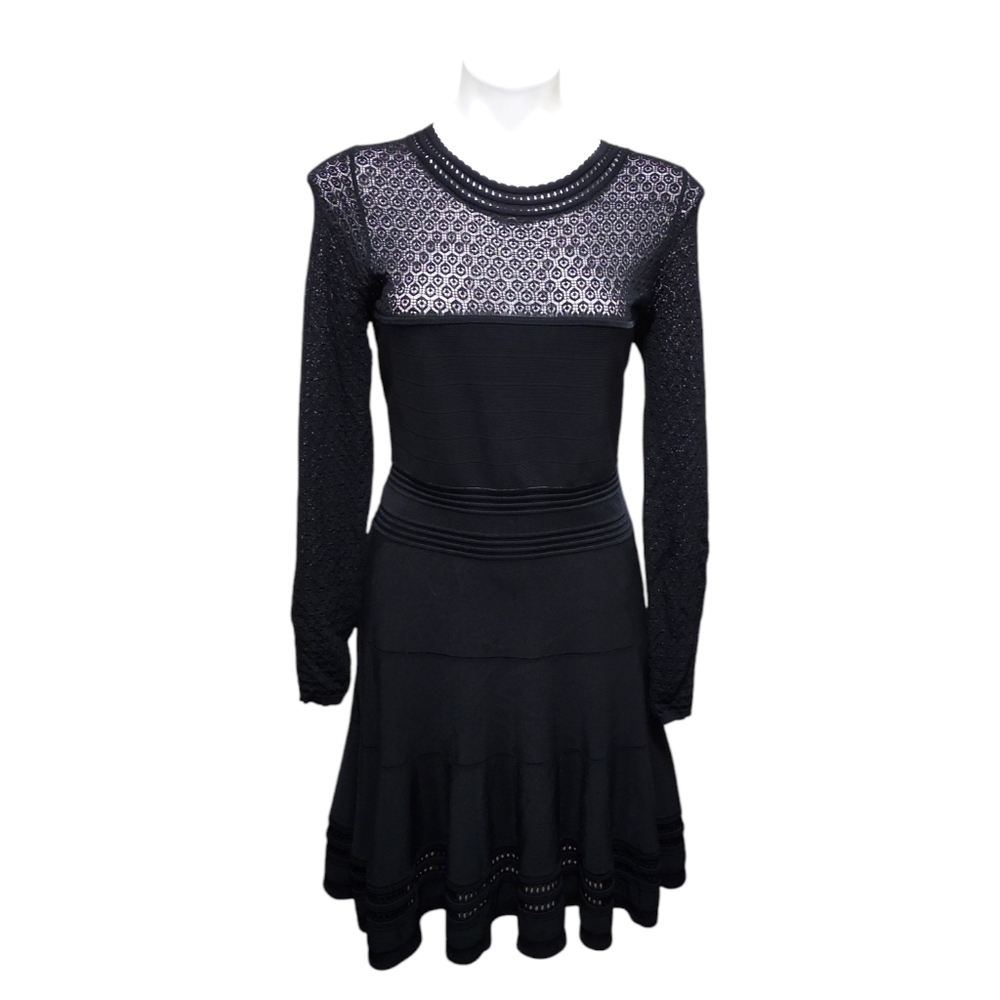 Daine Von Furstenberg Black A-Line Knit Dress
